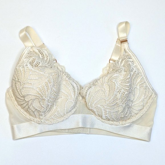 Project Me hotmilk Warrior Plunge Ivory White Lace Contour Nursing Bra Size 32D - Picture 4 of 6